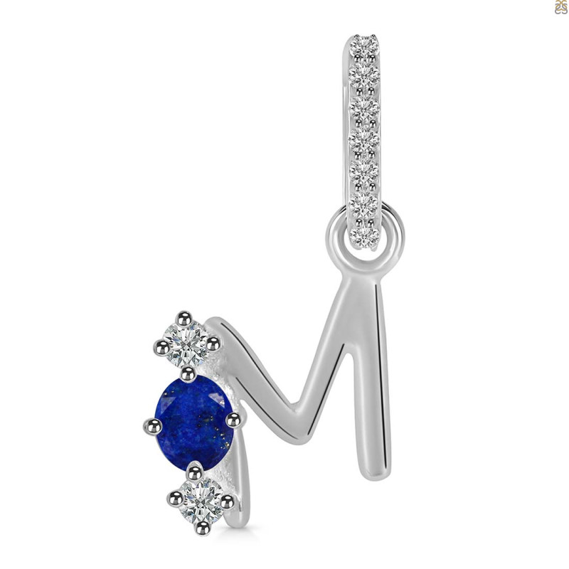 Lapis & White Topaz Alphabet M Pendant LLP-RDA-91.