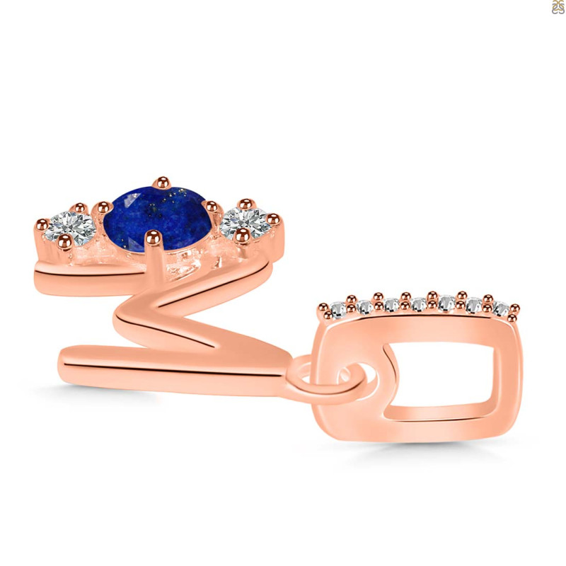 Lapis & White Topaz Alphabet M Pendant LLP-RDA-91.