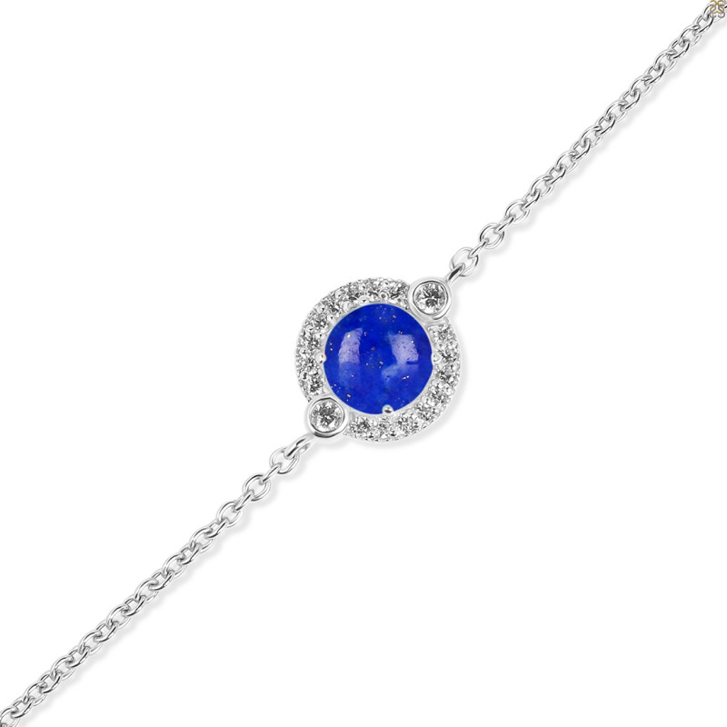 Lapis & White Topaz Bracelet With Adjustable Camera Lock