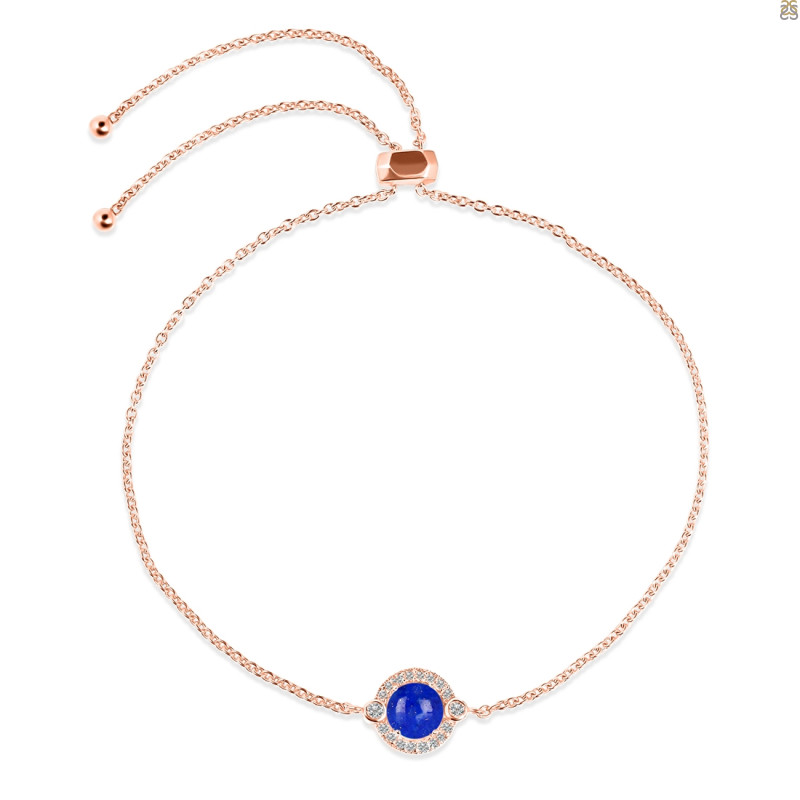 Lapis & White Topaz Bracelet With Adjustable Camera Lock LLP-RDB-65.