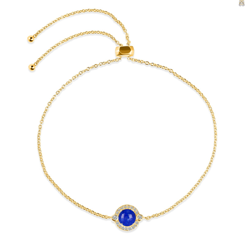 Lapis & White Topaz Bracelet With Adjustable Camera Lock LLP-RDB-65.