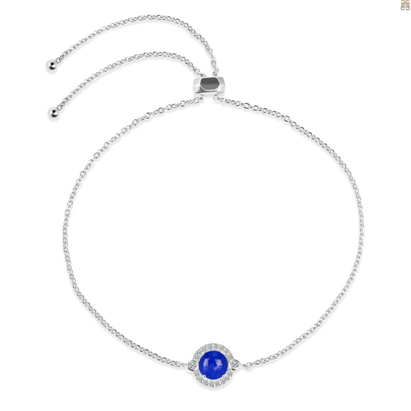Lapis & White Topaz Bracelet With Adjustable Camera Lock LLP-RDB-65.
