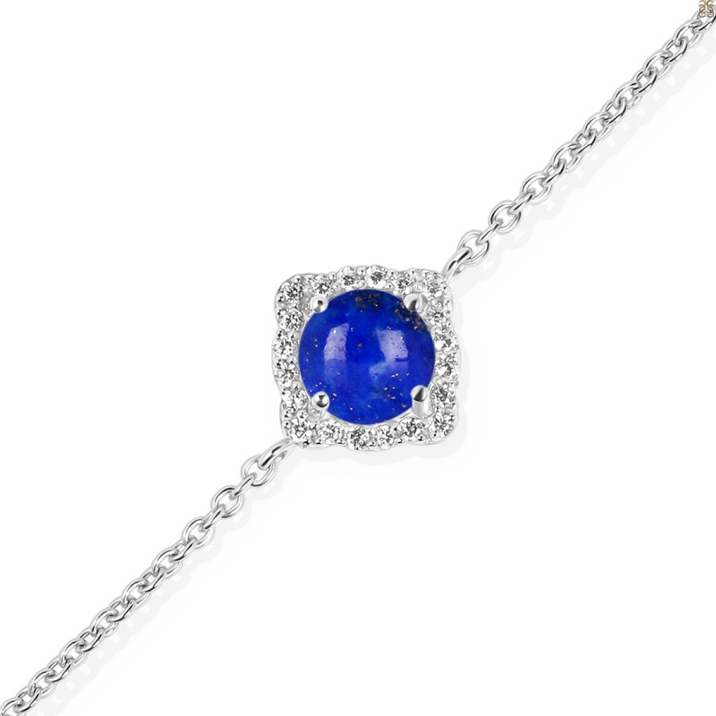 Lapis & White Topaz Bracelet With Adjustable Camera Lock