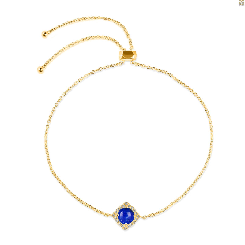 Lapis & White Topaz Bracelet With Adjustable Camera Lock LLP-RDB-66.