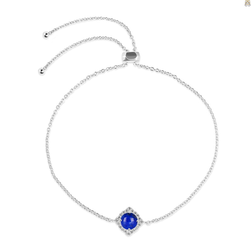 Lapis & White Topaz Bracelet With Adjustable Camera Lock LLP-RDB-66.