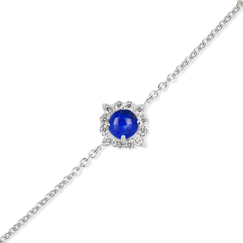 Lapis & White Topaz Bracelet With Adjustable Camera Lock