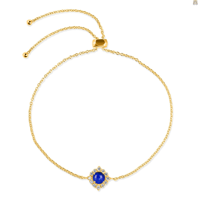 Lapis & White Topaz Bracelet With Adjustable Camera Lock LLP-RDB-67.