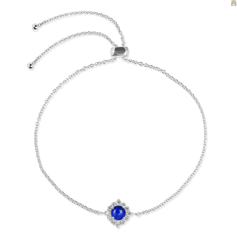 Lapis & White Topaz Bracelet With Adjustable Camera Lock LLP-RDB-67.