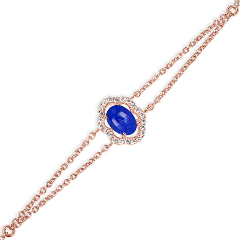 Lapis & White Topaz Bracelet With Adjustable Camera Lock LLP-RDB-68.