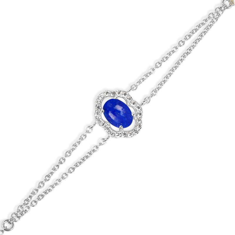Lapis & White Topaz Bracelet With Adjustable Camera Lock