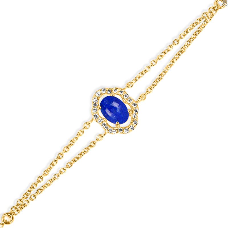Lapis & White Topaz Bracelet With Adjustable Camera Lock LLP-RDB-68.