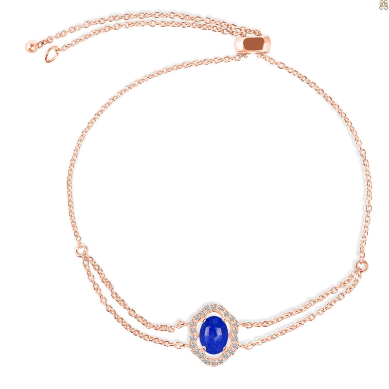 Lapis & White Topaz Bracelet With Adjustable Camera Lock LLP-RDB-68.