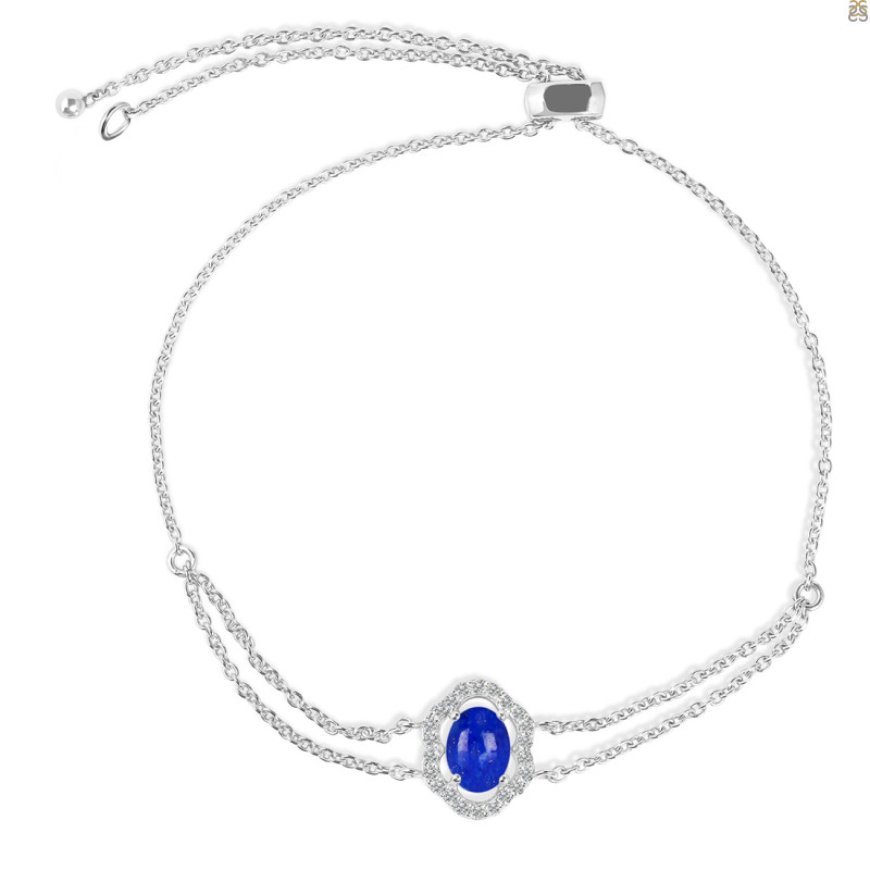 Lapis & White Topaz Bracelet With Adjustable Camera Lock LLP-RDB-68.