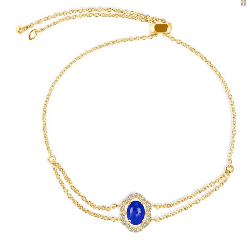 Lapis & White Topaz Bracelet With Adjustable Camera Lock LLP-RDB-68.