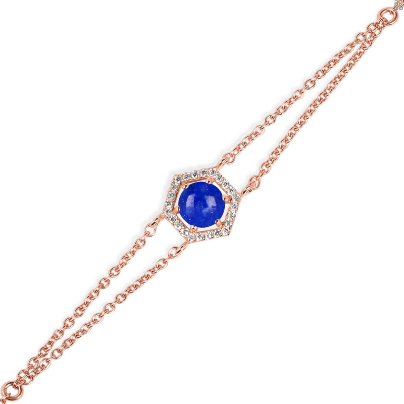 Lapis & White Topaz Bracelet With Adjustable Camera Lock LLP-RDB-83.