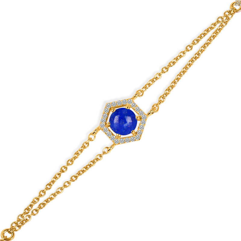Lapis & White Topaz Bracelet With Adjustable Camera Lock LLP-RDB-83.