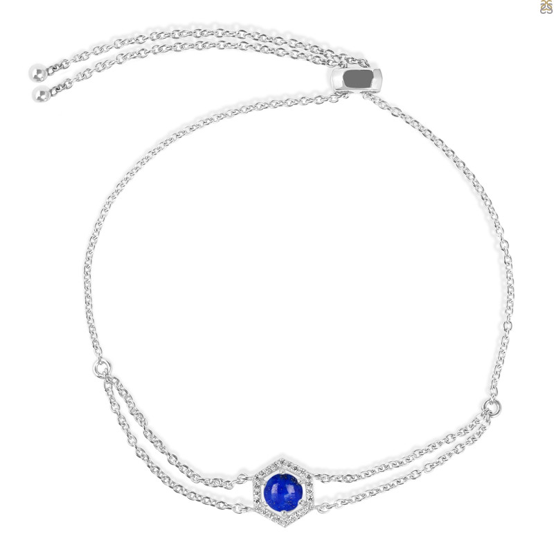 Lapis & White Topaz Bracelet With Adjustable Camera Lock LLP-RDB-83.