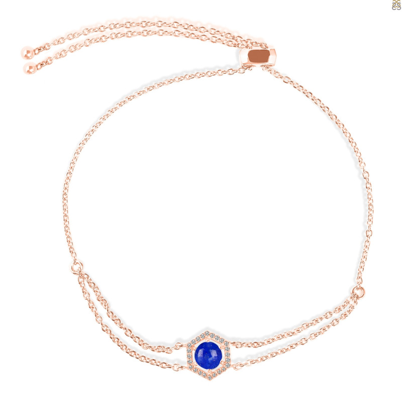 Lapis & White Topaz Bracelet With Adjustable Camera Lock LLP-RDB-83.