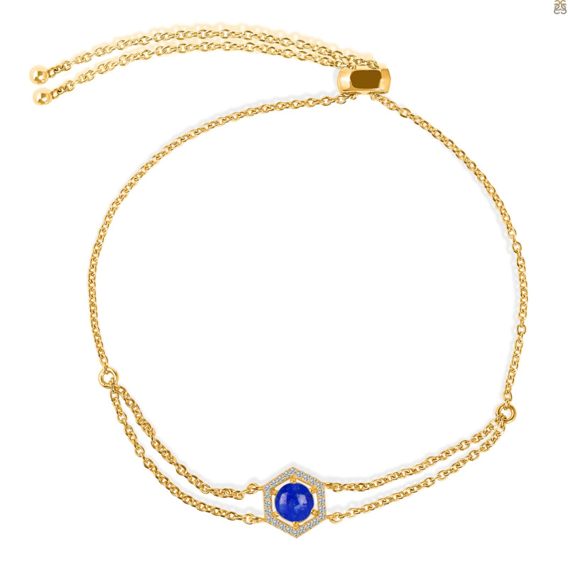Lapis & White Topaz Bracelet With Adjustable Camera Lock LLP-RDB-83.