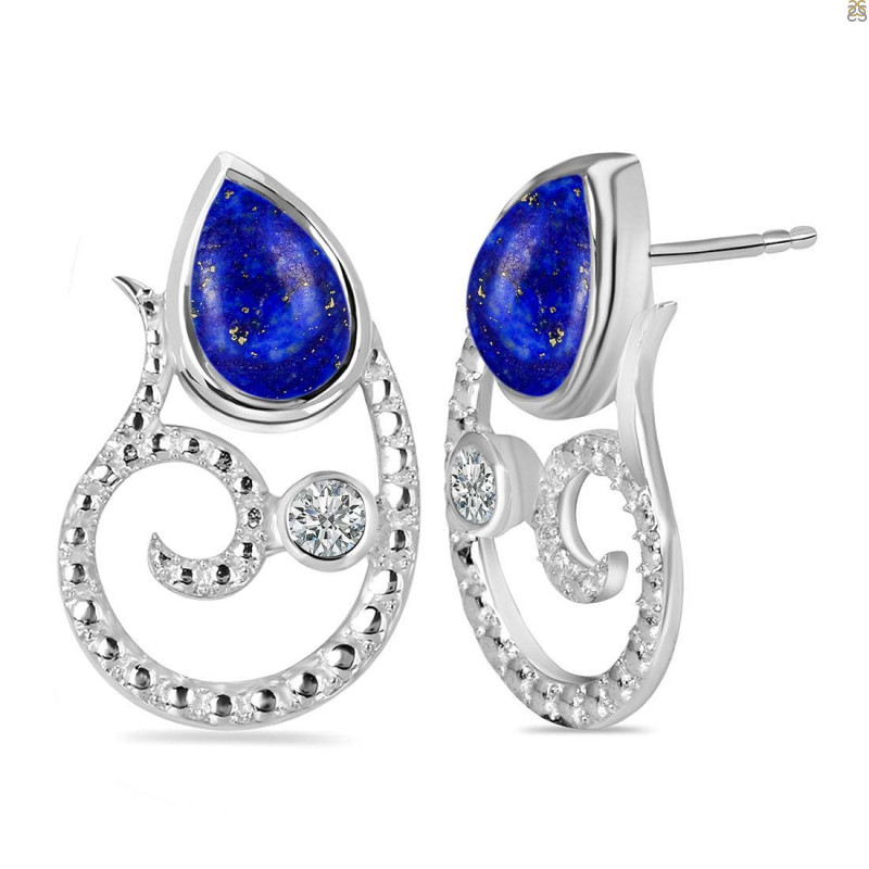 Lapis & White Topaz Stud Earring