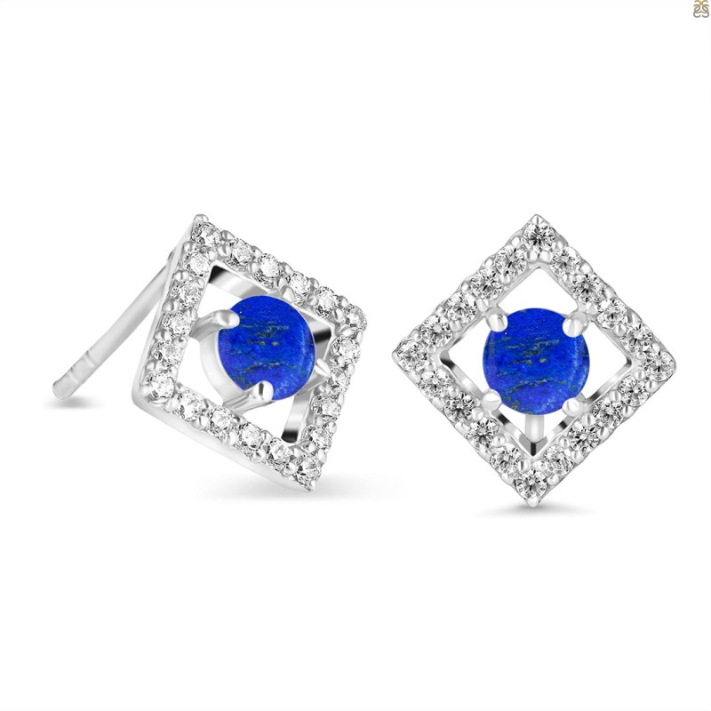 Lapis & White Topaz Stud Earring