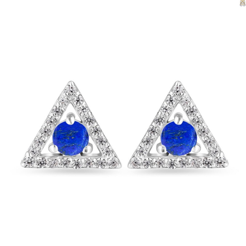 Lapis & White Topaz Stud Earring LLP-RDE-848.