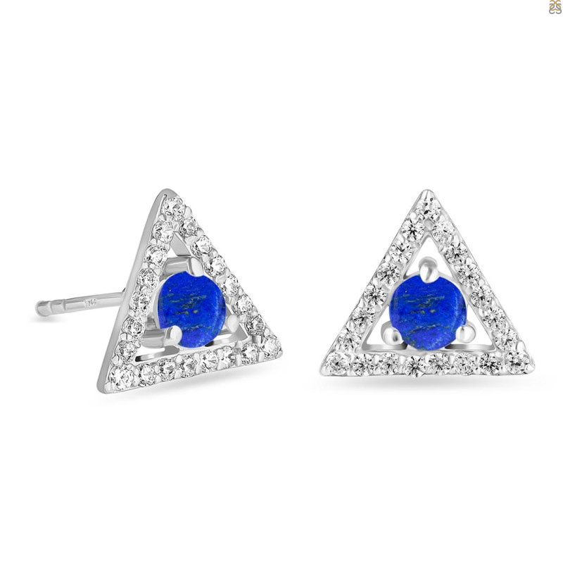 Lapis & White Topaz Stud Earring