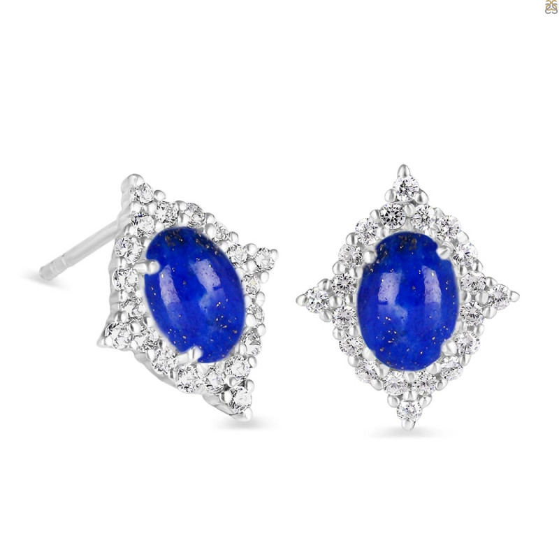 Lapis & White Topaz Stud Earring