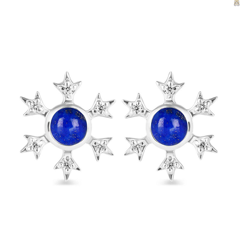 Lapis & White Topaz Stud Earring LLP-RDE-854.