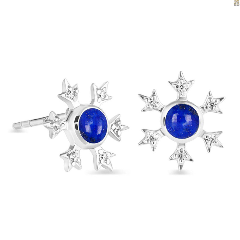 Lapis & White Topaz Stud Earring