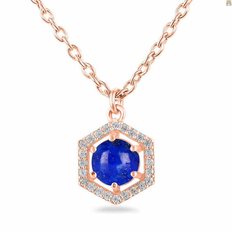 Lapis & White Topaz Necklace With Slider Lock LLP-RDN-69.