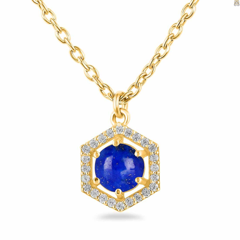 Lapis & White Topaz Necklace With Slider Lock LLP-RDN-69.