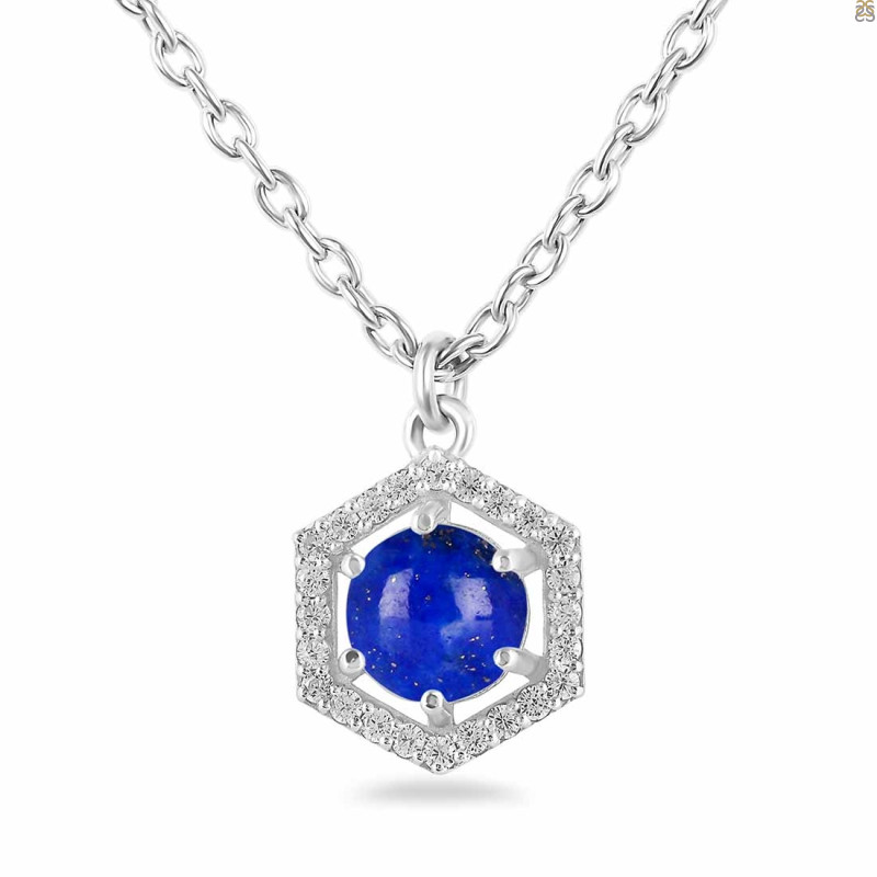 Lapis & White Topaz Necklace With Slider Lock LLP-RDN-69.