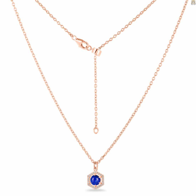 Lapis & White Topaz Necklace With Slider Lock LLP-RDN-69.