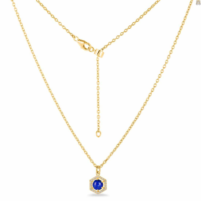 Lapis & White Topaz Necklace With Slider Lock LLP-RDN-69.