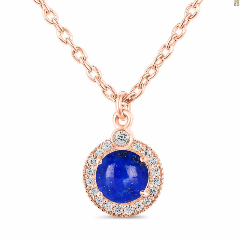 Lapis & White Topaz Necklace With Slider Lock LLP-RDN-72.