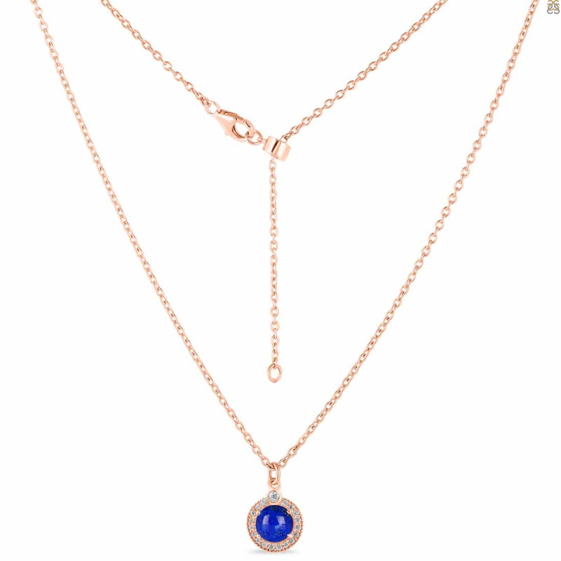 Lapis & White Topaz Necklace With Slider Lock LLP-RDN-72.