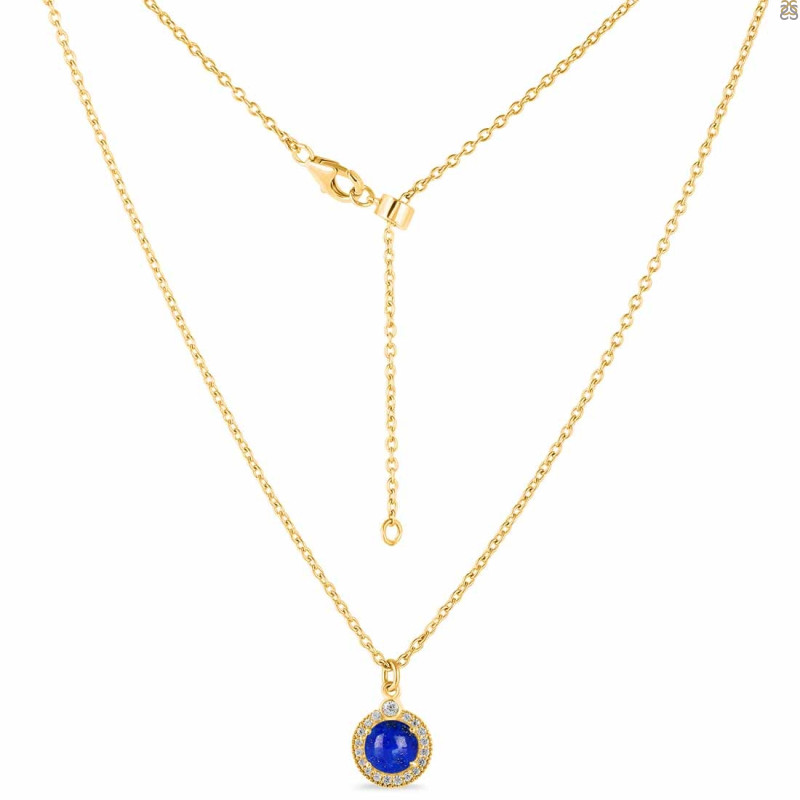 Lapis & White Topaz Necklace With Slider Lock LLP-RDN-72.
