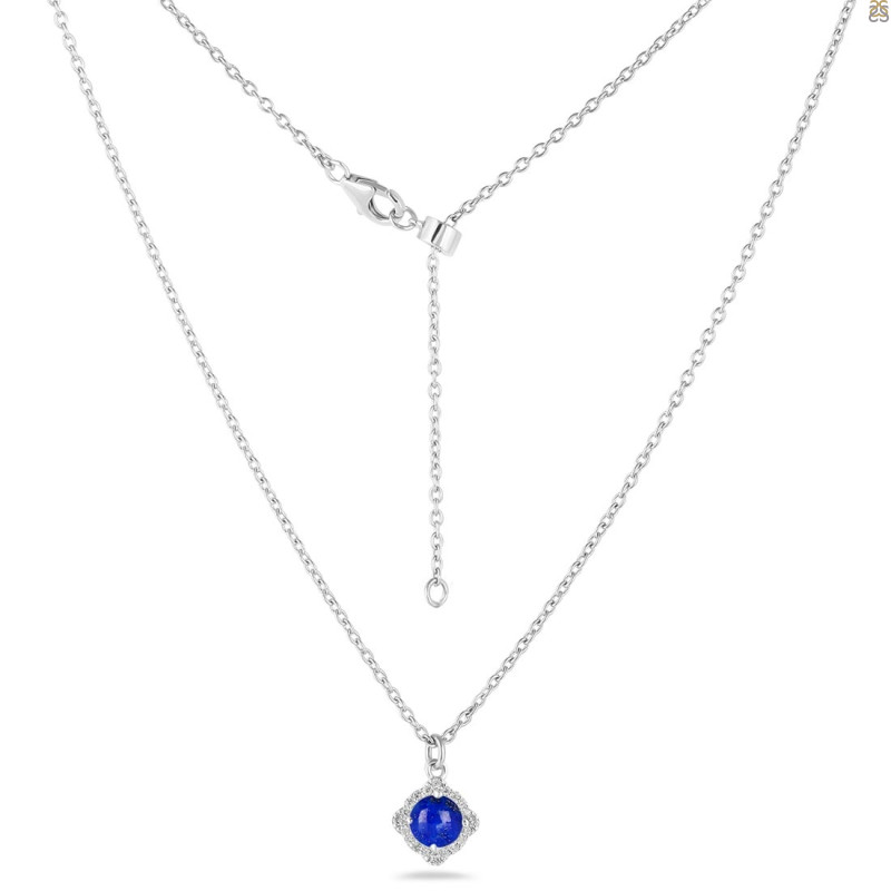 Lapis & White Topaz Necklace With Slider Lock LLP-RDN-74.