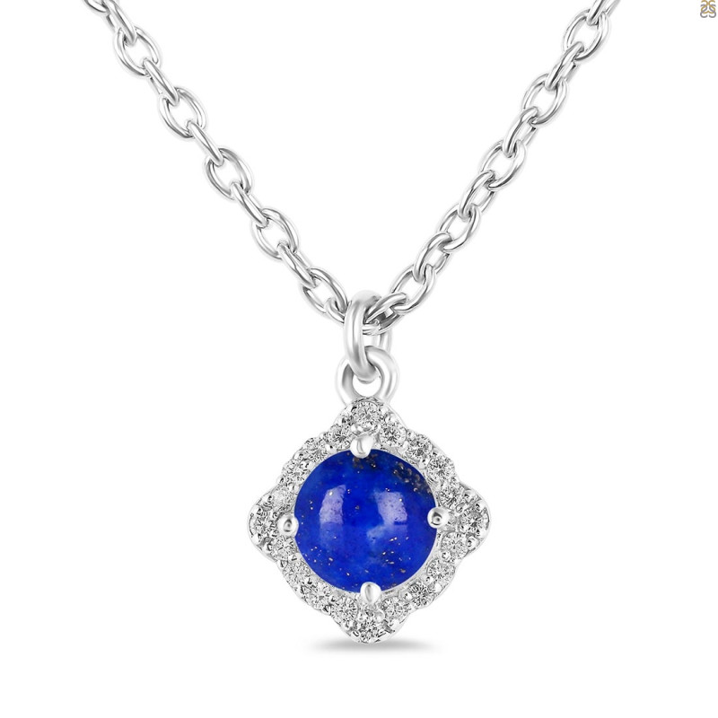 Lapis & White Topaz Necklace With Slider Lock LLP-RDN-74.