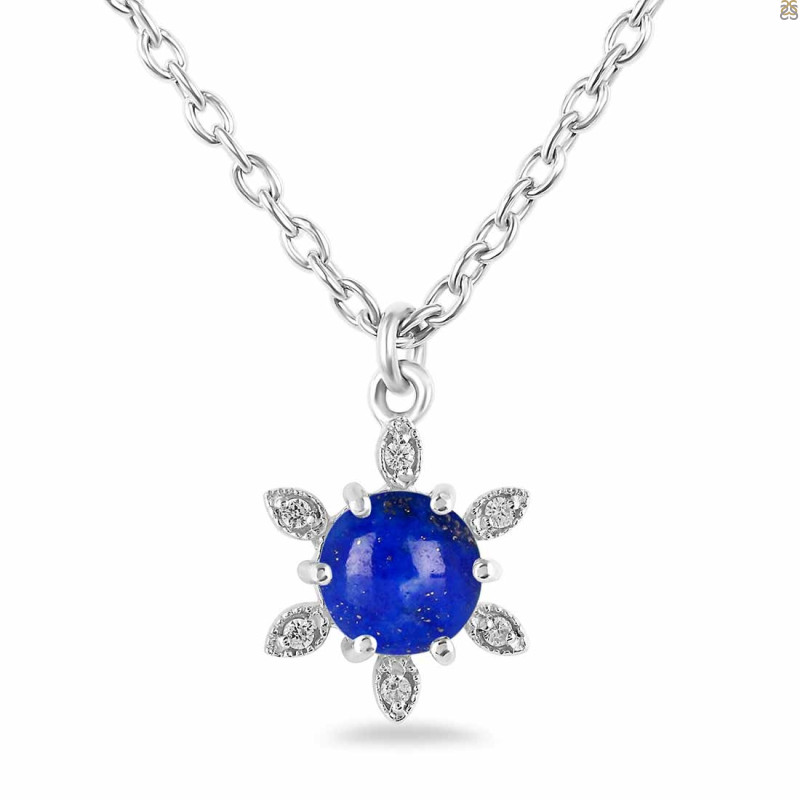 Lapis & White Topaz Necklace With Slider Lock LLP-RDN-75.