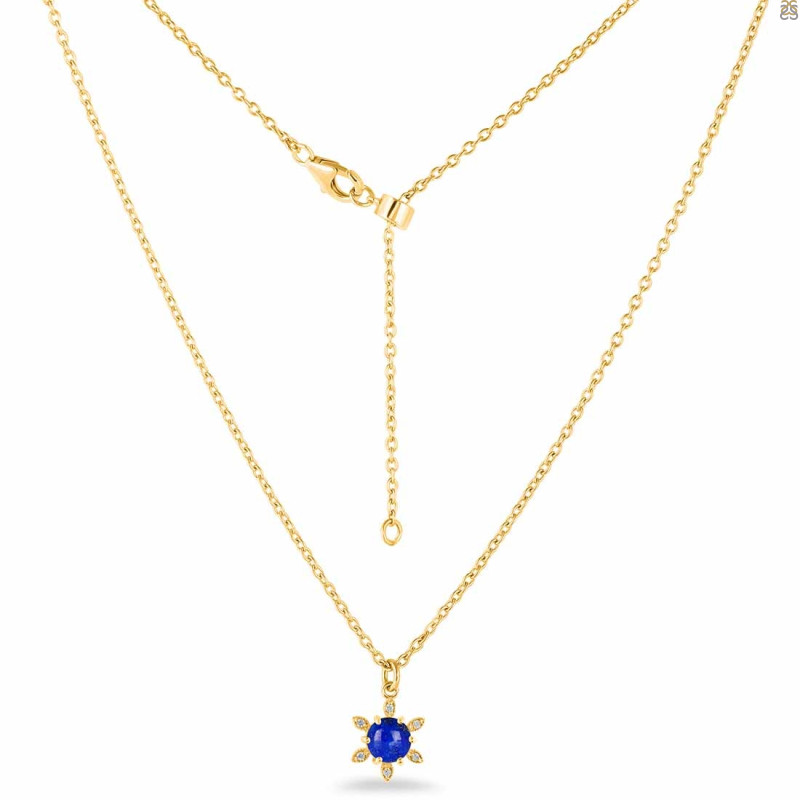 Lapis & White Topaz Necklace With Slider Lock LLP-RDN-75.