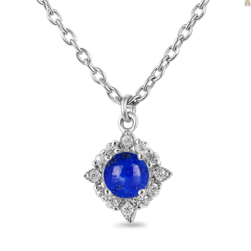 Lapis & White Topaz Necklace With Slider Lock LLP-RDN-77.