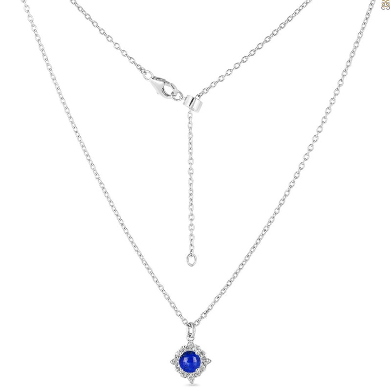 Lapis & White Topaz Necklace With Slider Lock LLP-RDN-77.