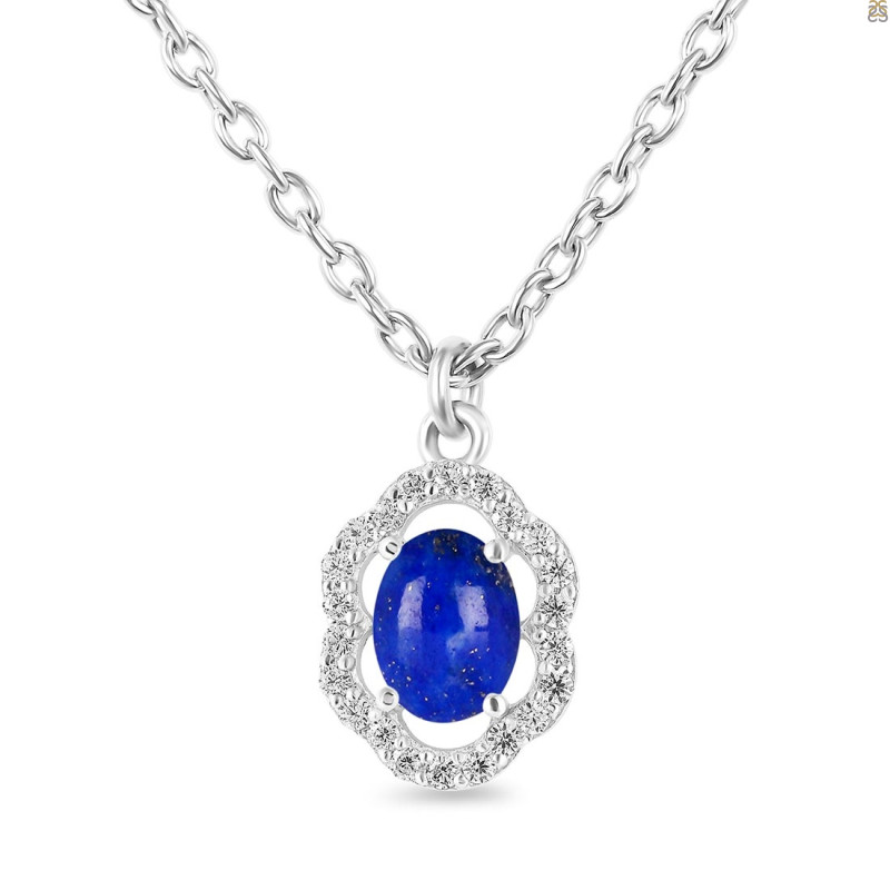 Lapis & White Topaz Necklace With Slider Lock LLP-RDN-78.