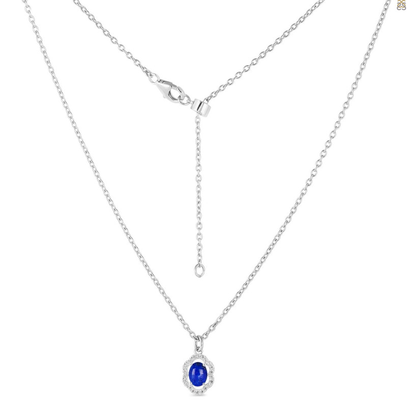 Lapis & White Topaz Necklace With Slider Lock LLP-RDN-78.