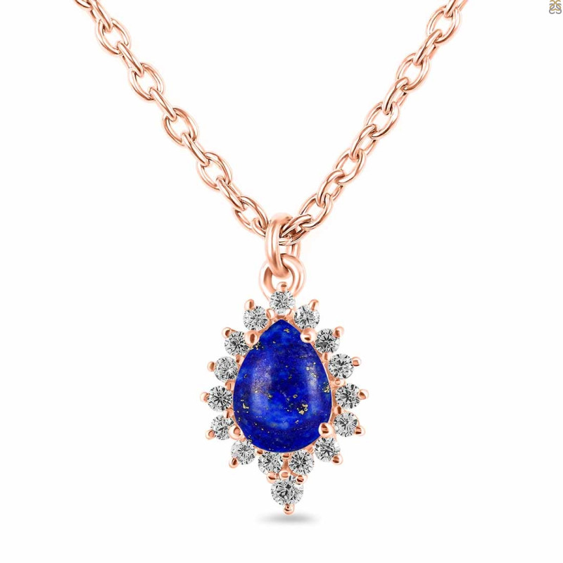 Lapis & White Topaz Necklace With Slider Lock LLP-RDN-79.