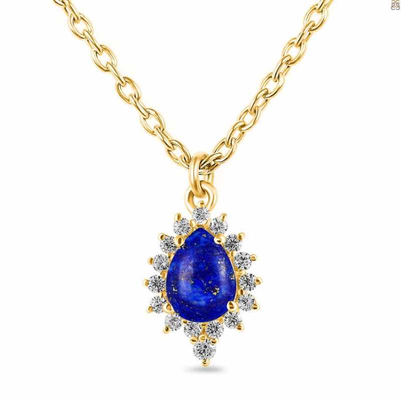 Lapis & White Topaz Necklace With Slider Lock LLP-RDN-79.