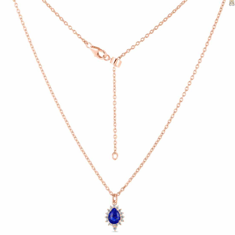 Lapis & White Topaz Necklace With Slider Lock LLP-RDN-79.