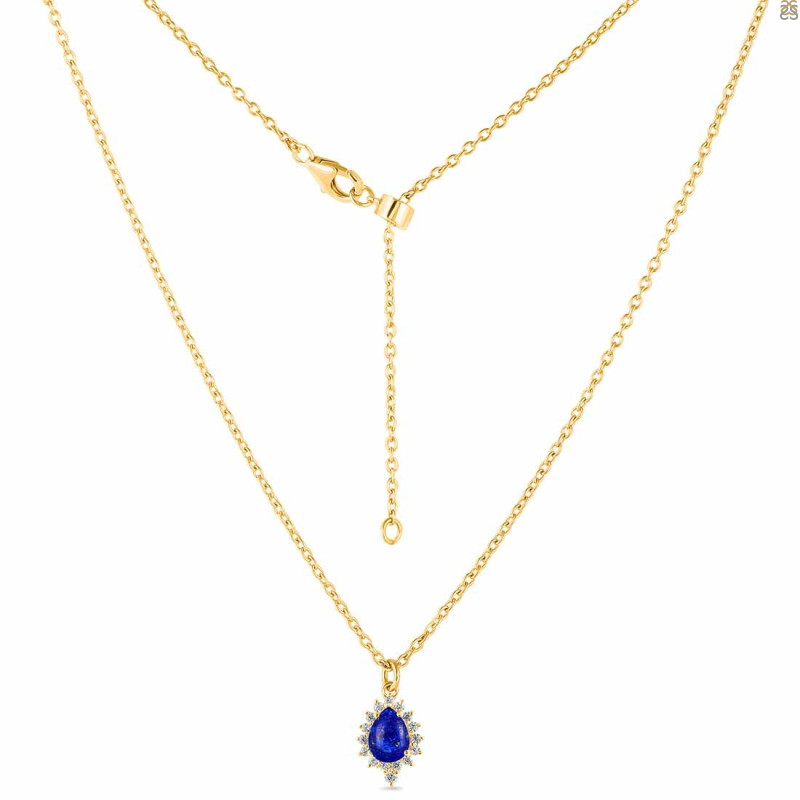 Lapis & White Topaz Necklace With Slider Lock LLP-RDN-79.